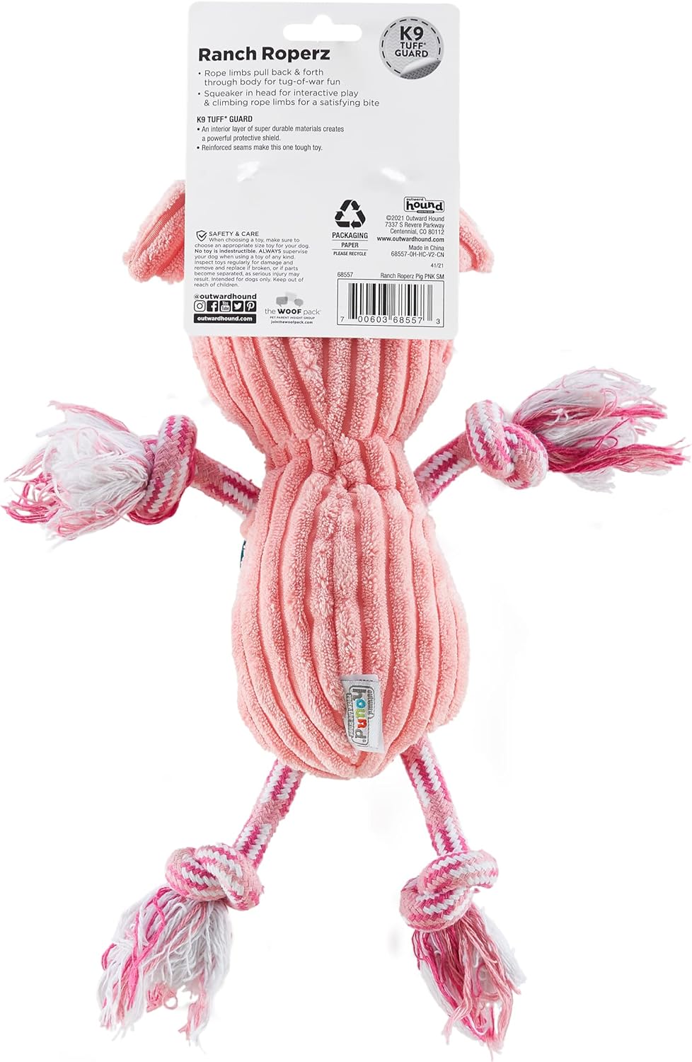 Outward Hound Ranch Roperz - Juguete de peluche chillón para perro,...