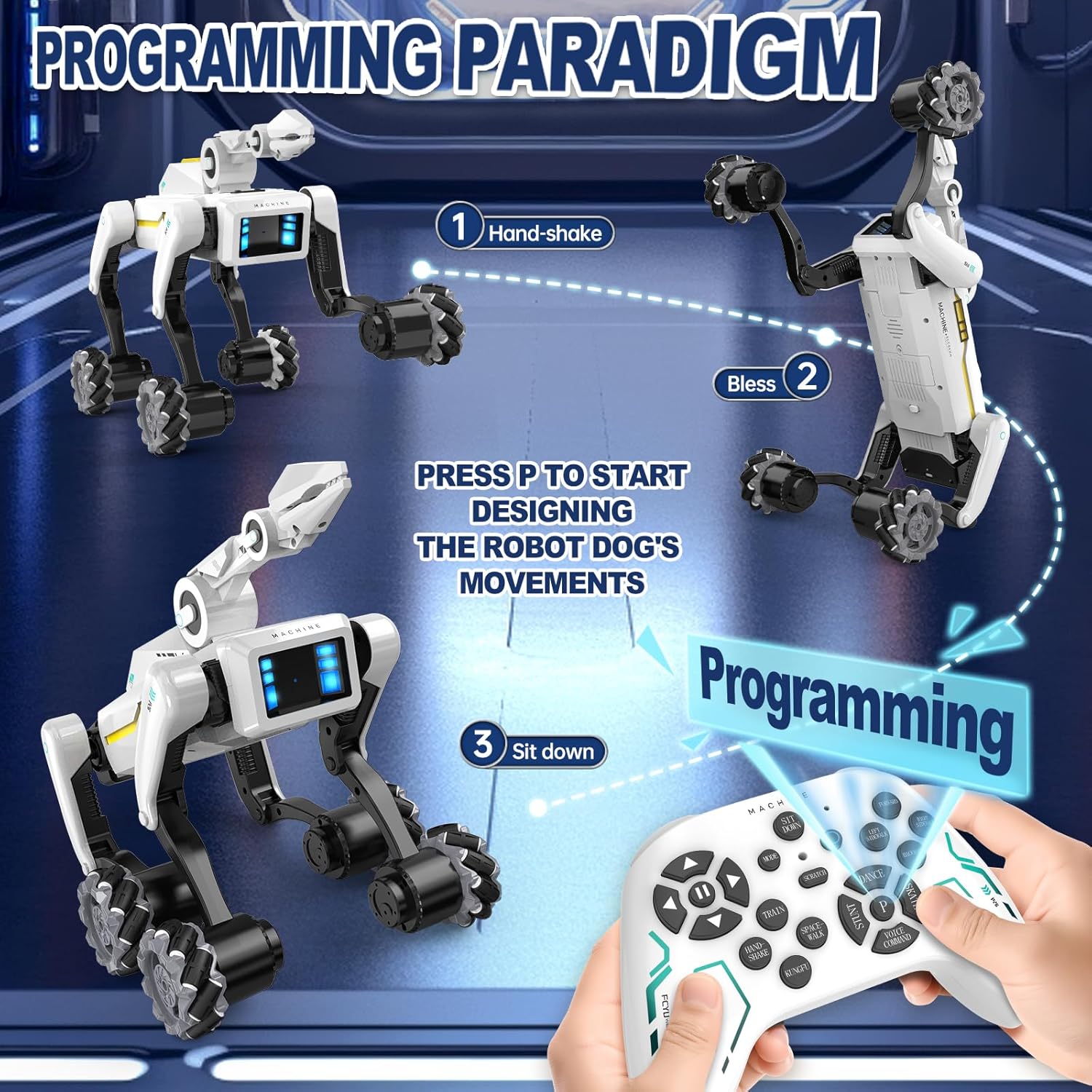 Kit de perro robot 3 en 1 con ruedas, más de 30 acciones biónicas,...