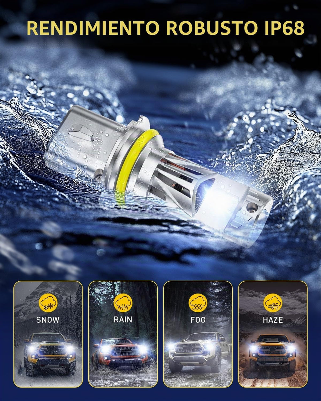 AUXITO Bombillas 9007 HB5, 50000LM 6500K blanco frío, listo para co...