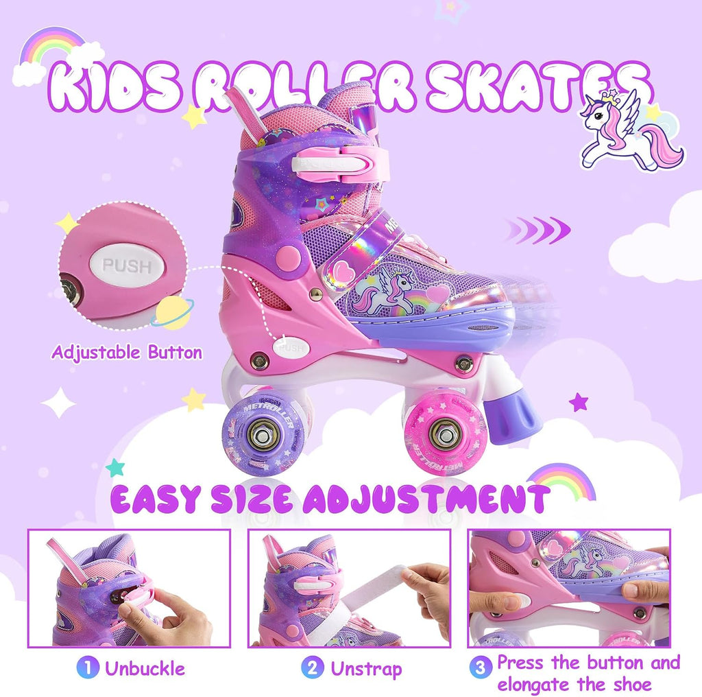 METROLLER Patines de ruedas brillantes para niñas de 4 a 12 años |...