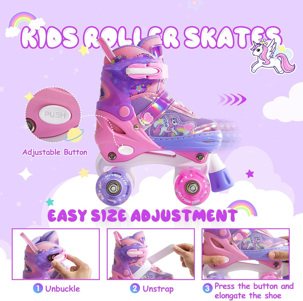 METROLLER Patines de ruedas brillantes para niñas de 4 a 12 años |...