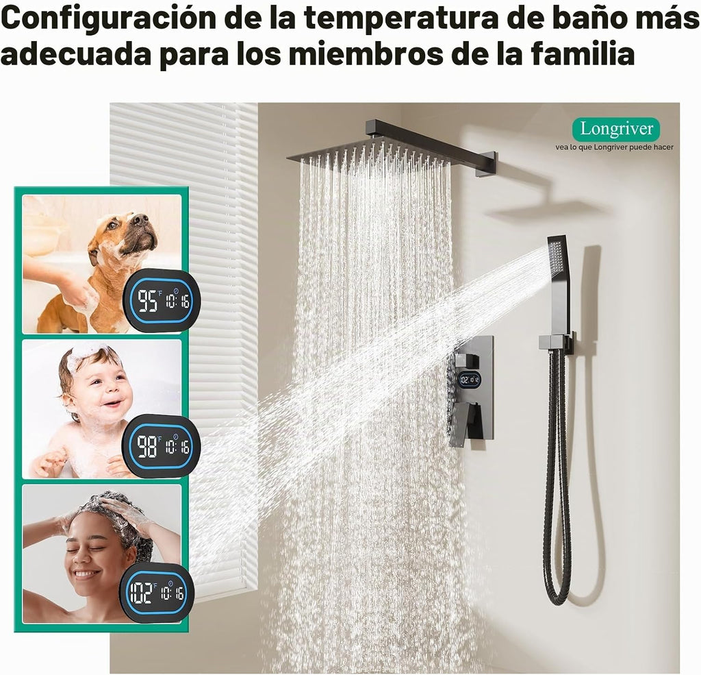 Juego de grifo de ducha con pantalla de temperatura Hydro Power, si...