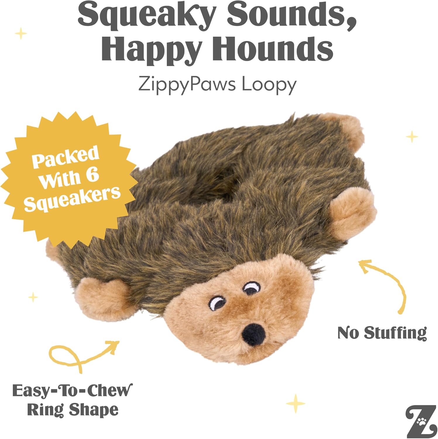 ZippyPaws Loopy - Juguetes para perros sin relleno para mantenerlos...