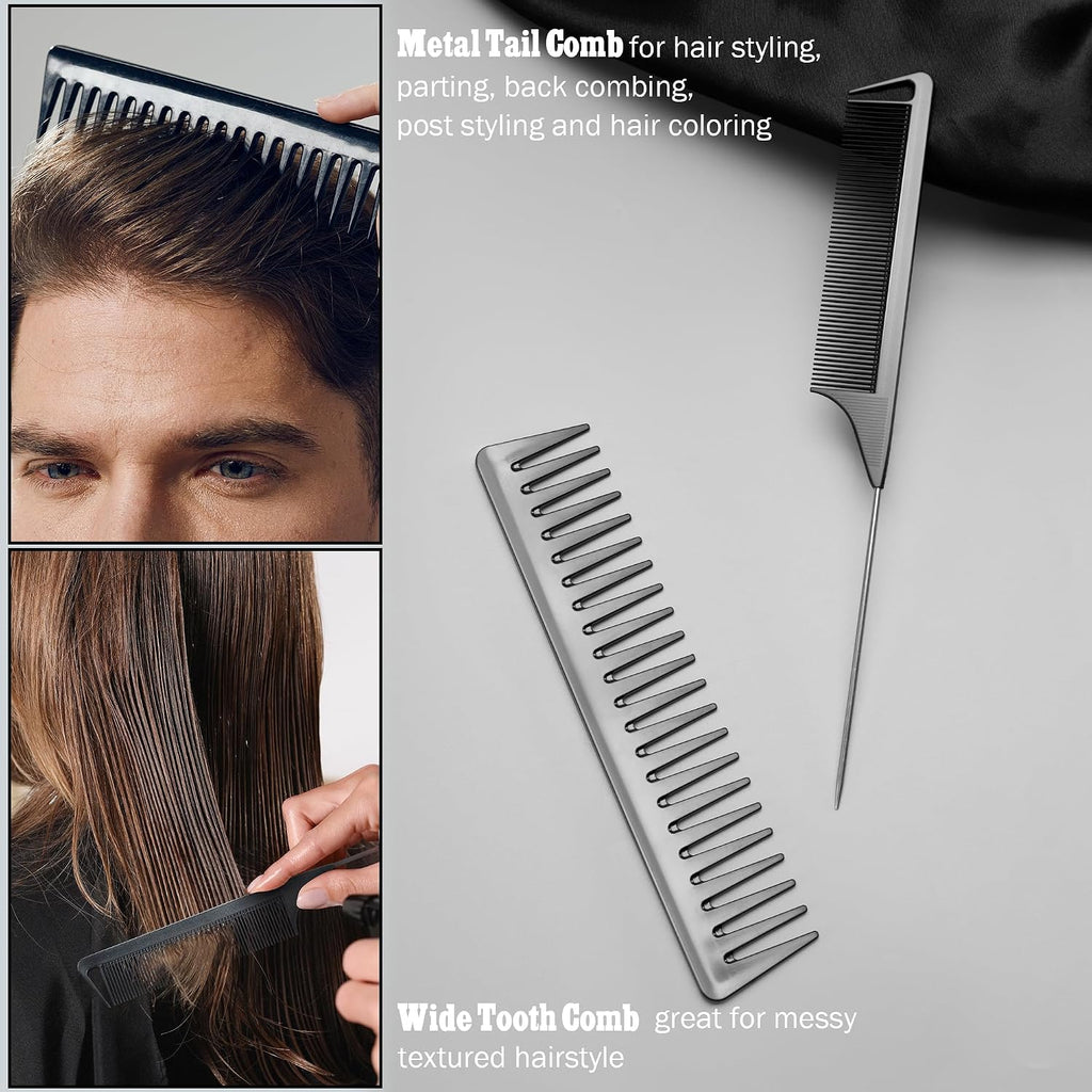 SALON SILK Peine de pelo para hombres y mujeres, set de 8 peines pr...