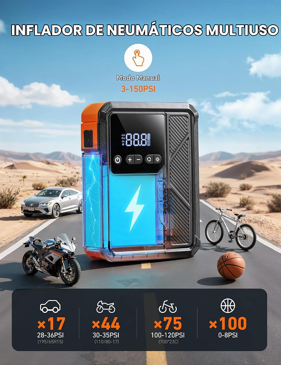 AstroAI Beta822 Arrancador de 3000 A con compresor de aire, inflado...