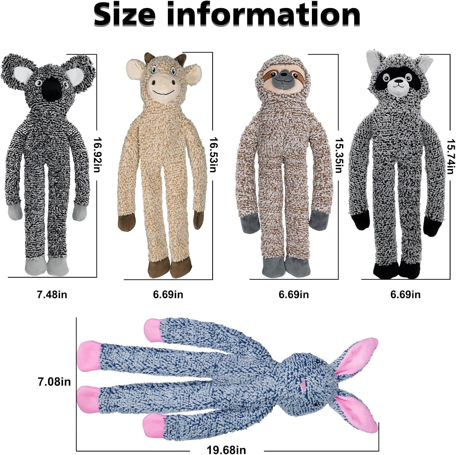 BUYPOW Juguetes para perros grandes sin relleno, paquete de 5 anima...