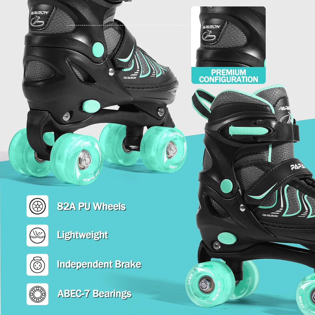 PAPAISON Patines de ruedas para niñas de 8 a 12 años, talla ajustab...