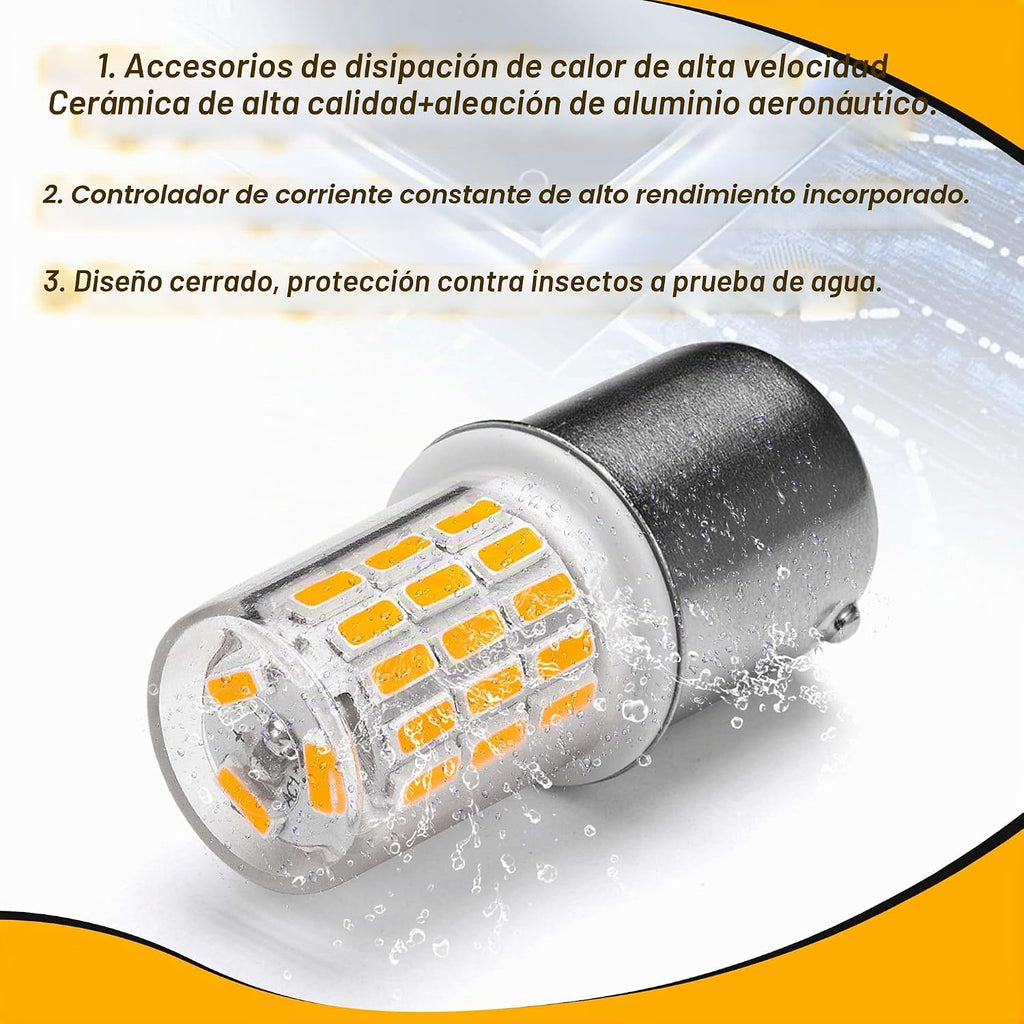 Bombillas LED de 12 voltios 1156 BA15S color ámbar\/amarillo 1003 1...