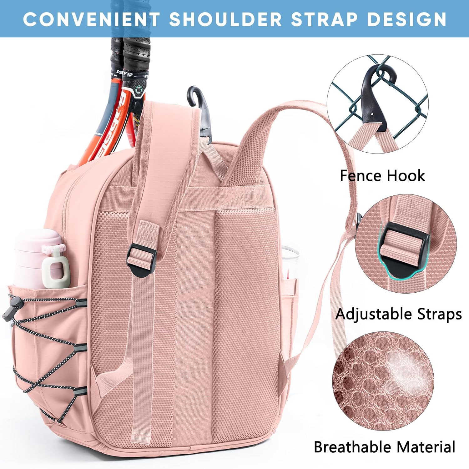 SPORJET Mochila de Tenis con Soporte para 2 Raquetas, Bolsa de Raqu...