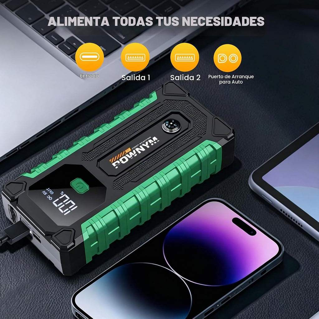 Pownym Arrancador portátil de 6000 A, batería de coche de 12 V con...
