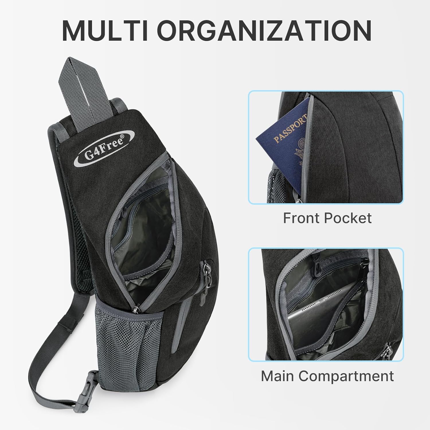G4Free Bolso bandolera para hombres y mujeres, mochila cruzada pequ...