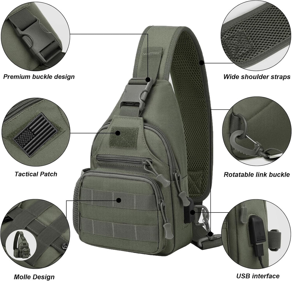 ZHIERNA Mochila Táctica de Bandolera con Soporte para Botella de Ag...