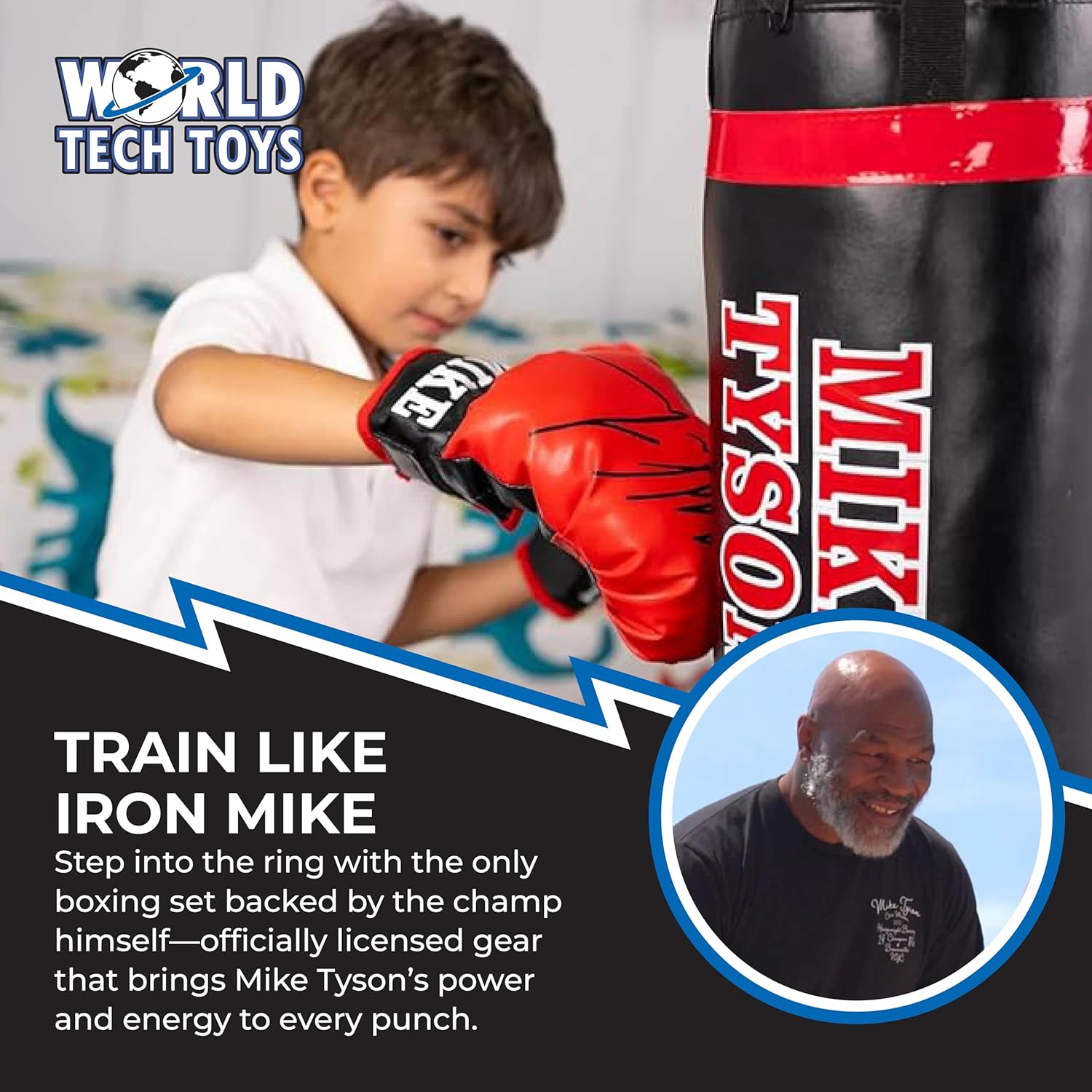 World Tech Toys Mike Tyson Set de boxeo para niños \u2013 Saco de b...