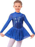 ODASDO Vestido de Patinaje Artístico para Niñas, Malla de Manga Lar...