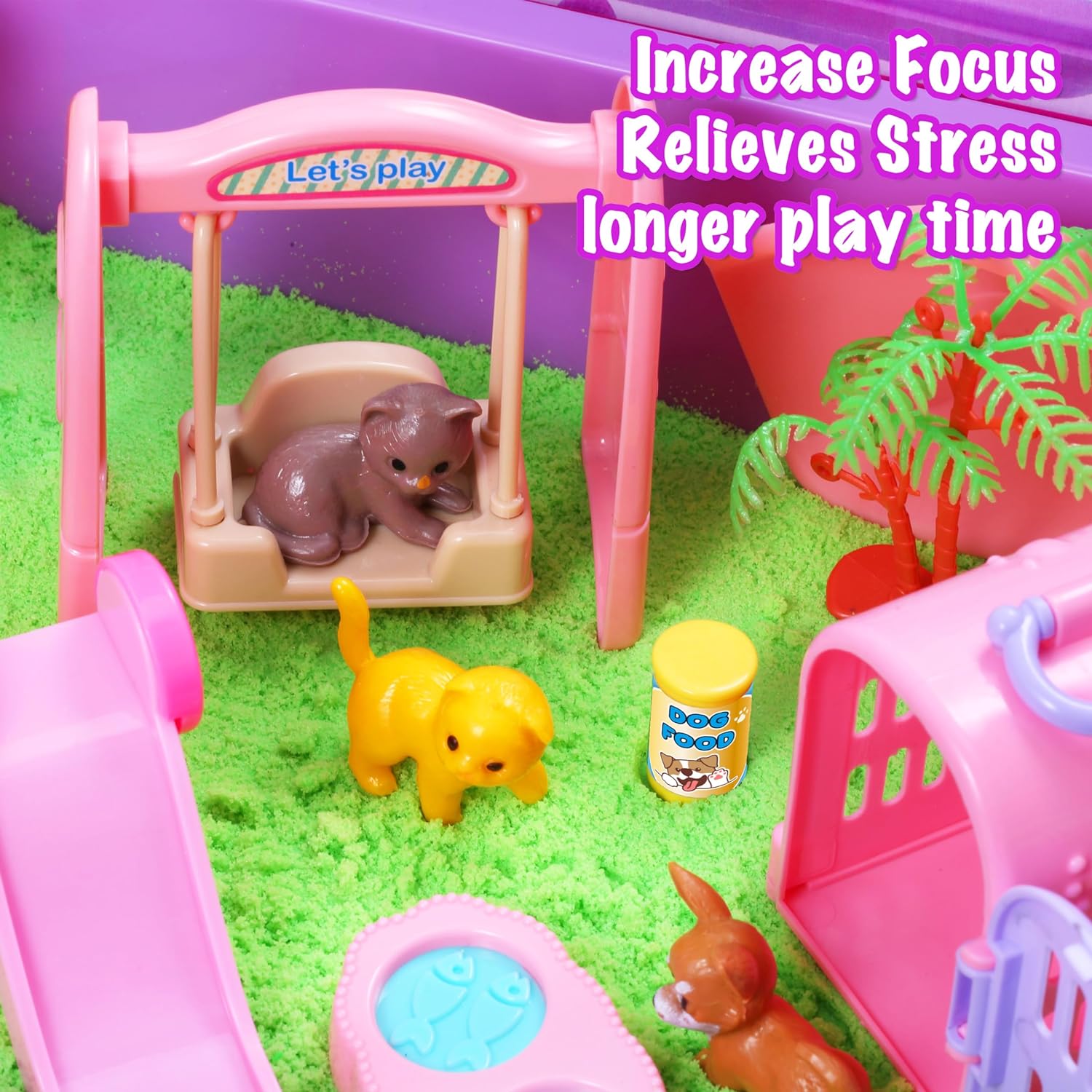 Carolart Contenedor sensorial para mascotas, caja de arena para per...