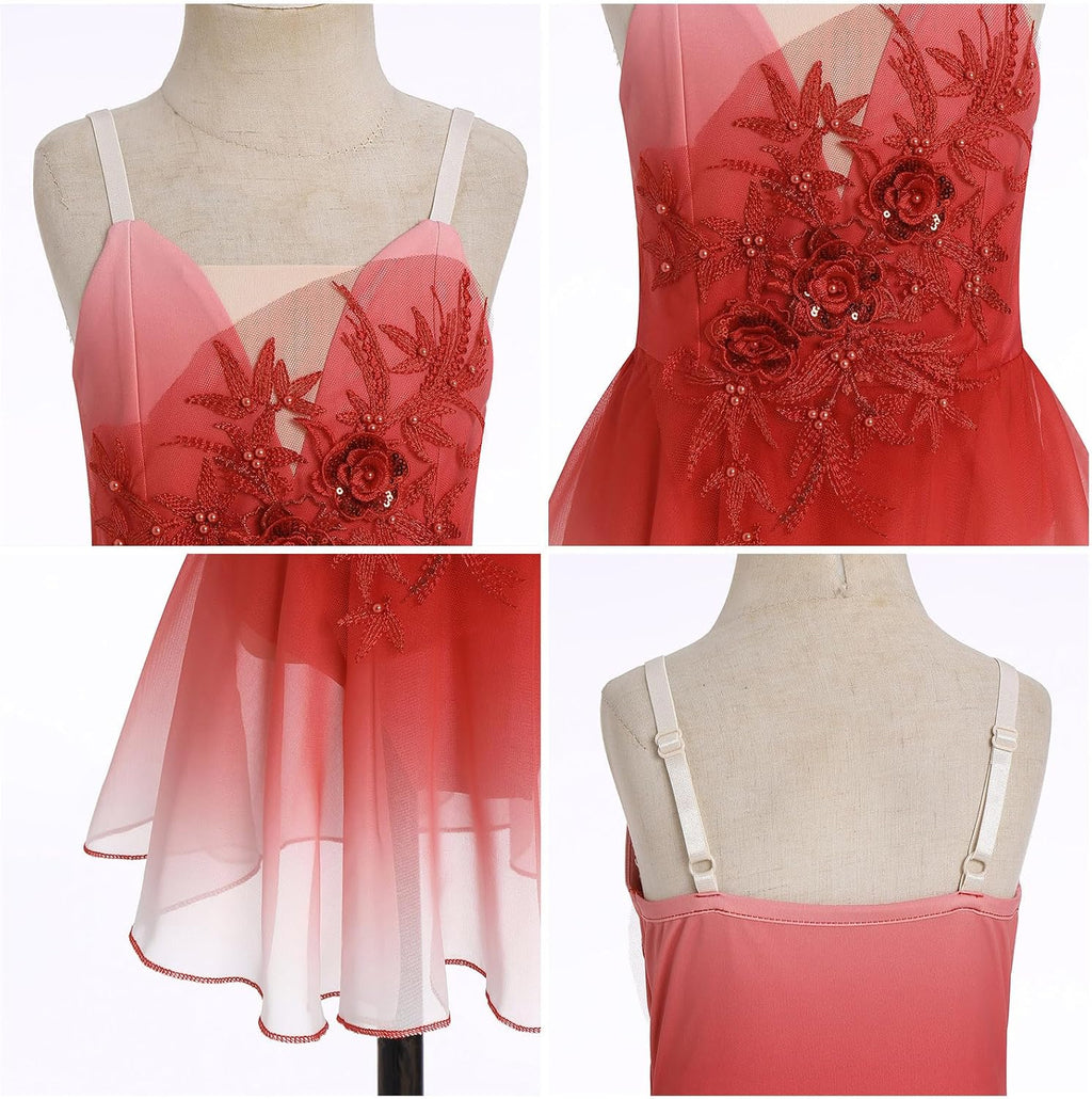Vestido de patinaje artístico sobre hielo para niñas, lentejuelas b...