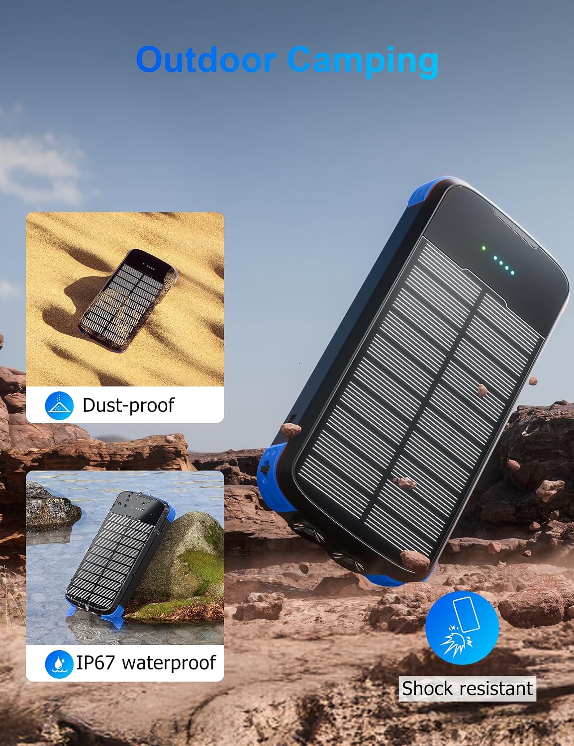 MINRISE Cargador solar, cargador portátil de 40000 mAh, PD de 20 W,...