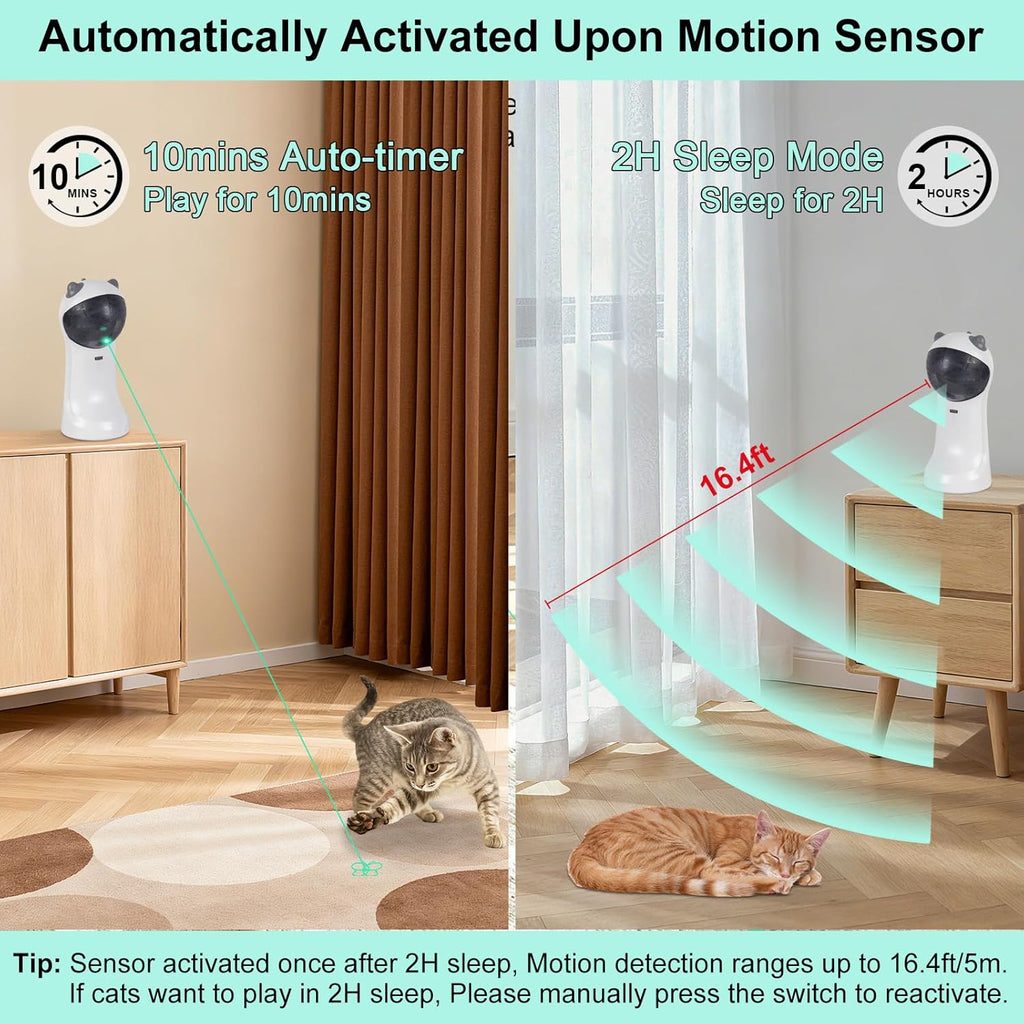 TBTeek Juguete para gatos activado por movimiento, luz verde, recar...