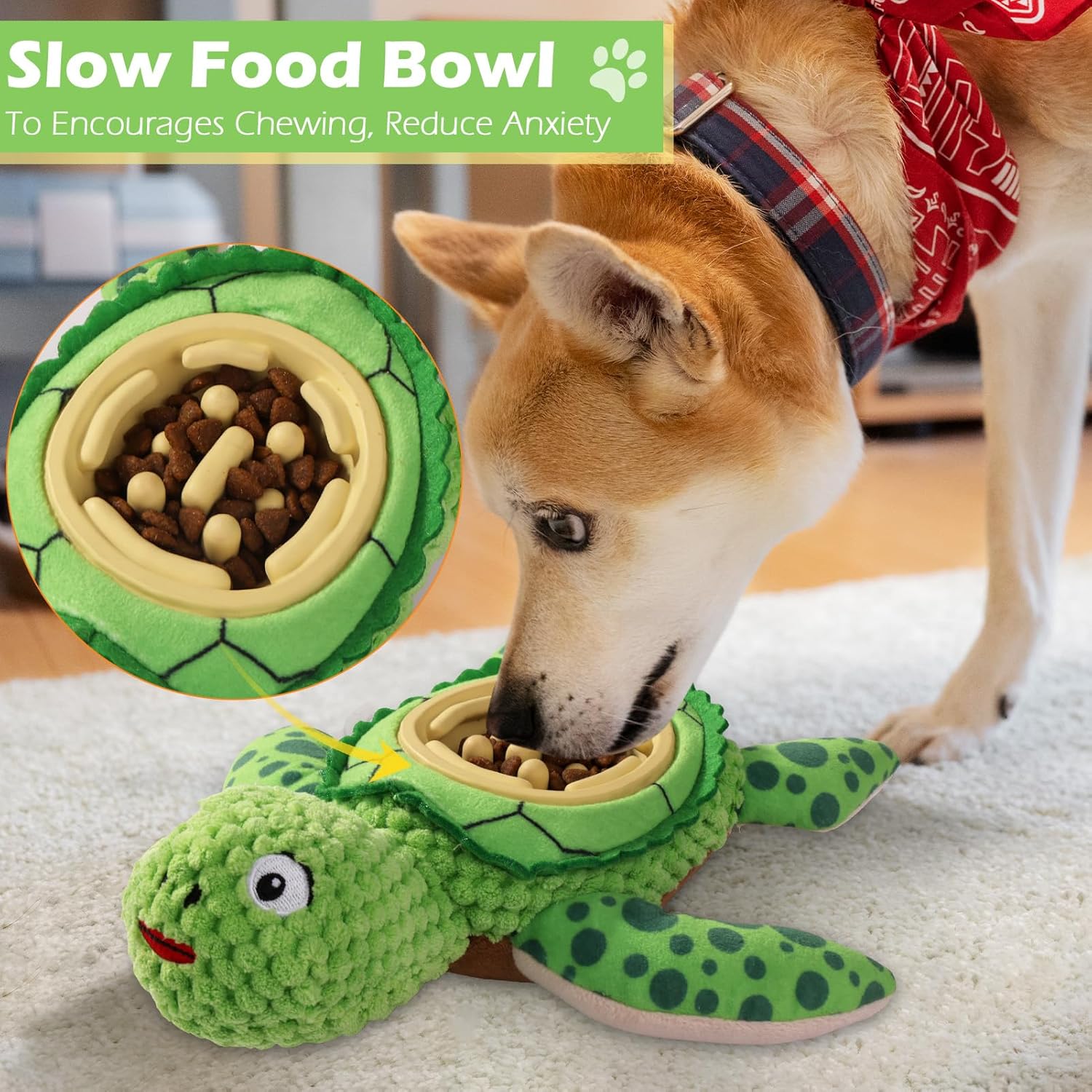 ZYBDP Juguete interactivo para perros, peluche de tortuga verde con...