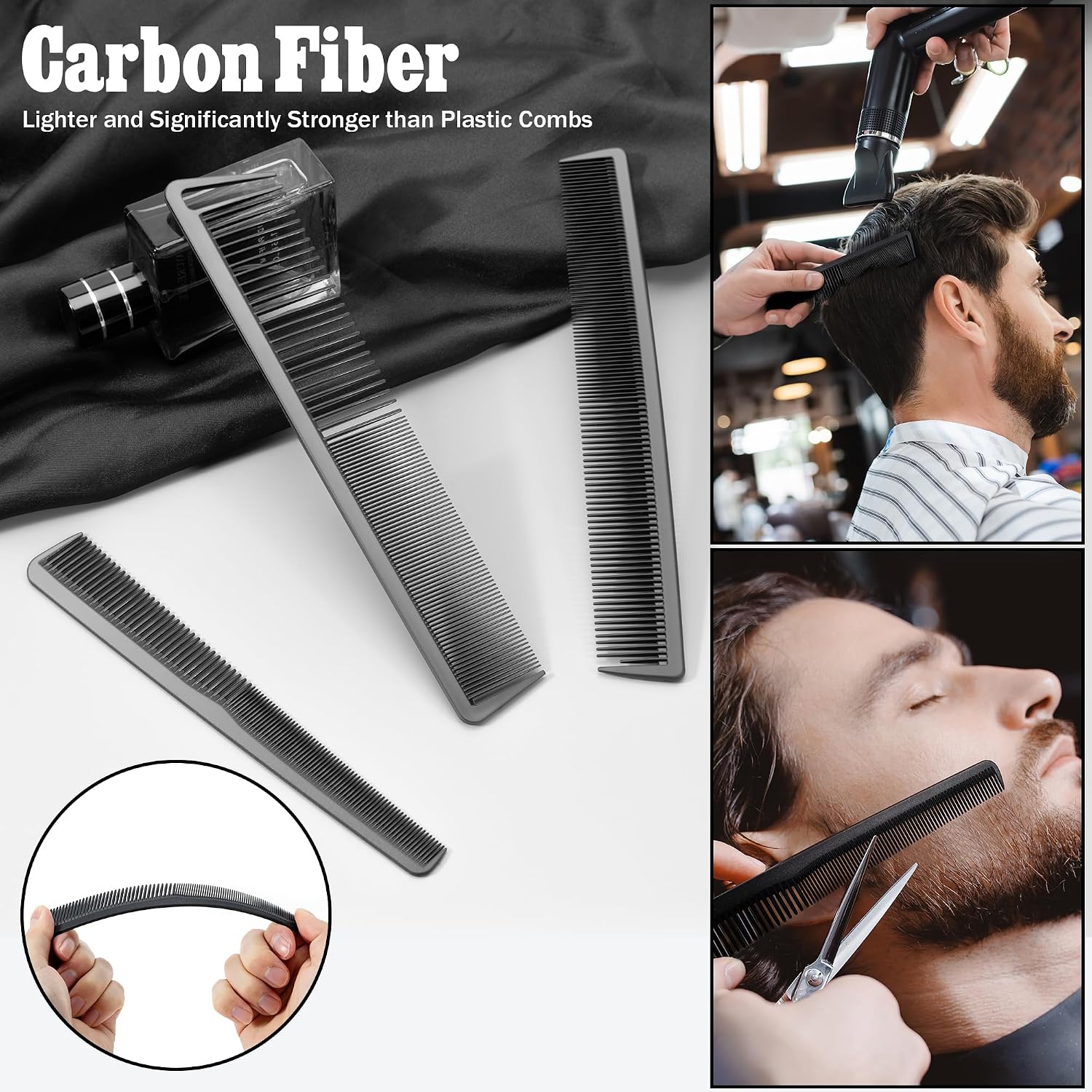 SALON SILK Peine de pelo para hombres y mujeres, set de 8 peines pr...