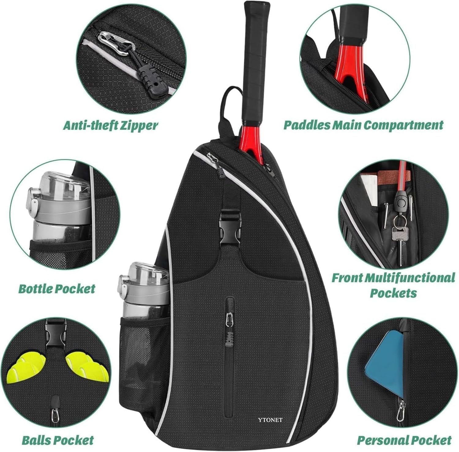 Ytonet - Bolsa de tenis, mochila de tenis para colgarse, bandolera...