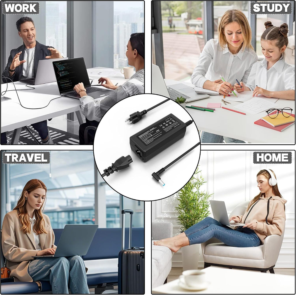 Cargador para portátil compatible con HP Laptop 65W 45W Cargador de...