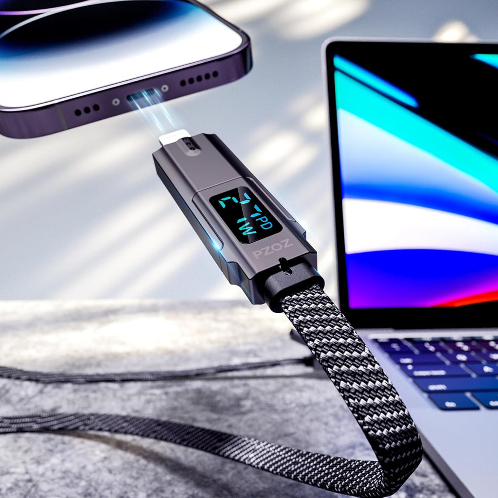 pzoz Cable de carga rápida USB C 4 en 1 con pantalla LED, cargador...