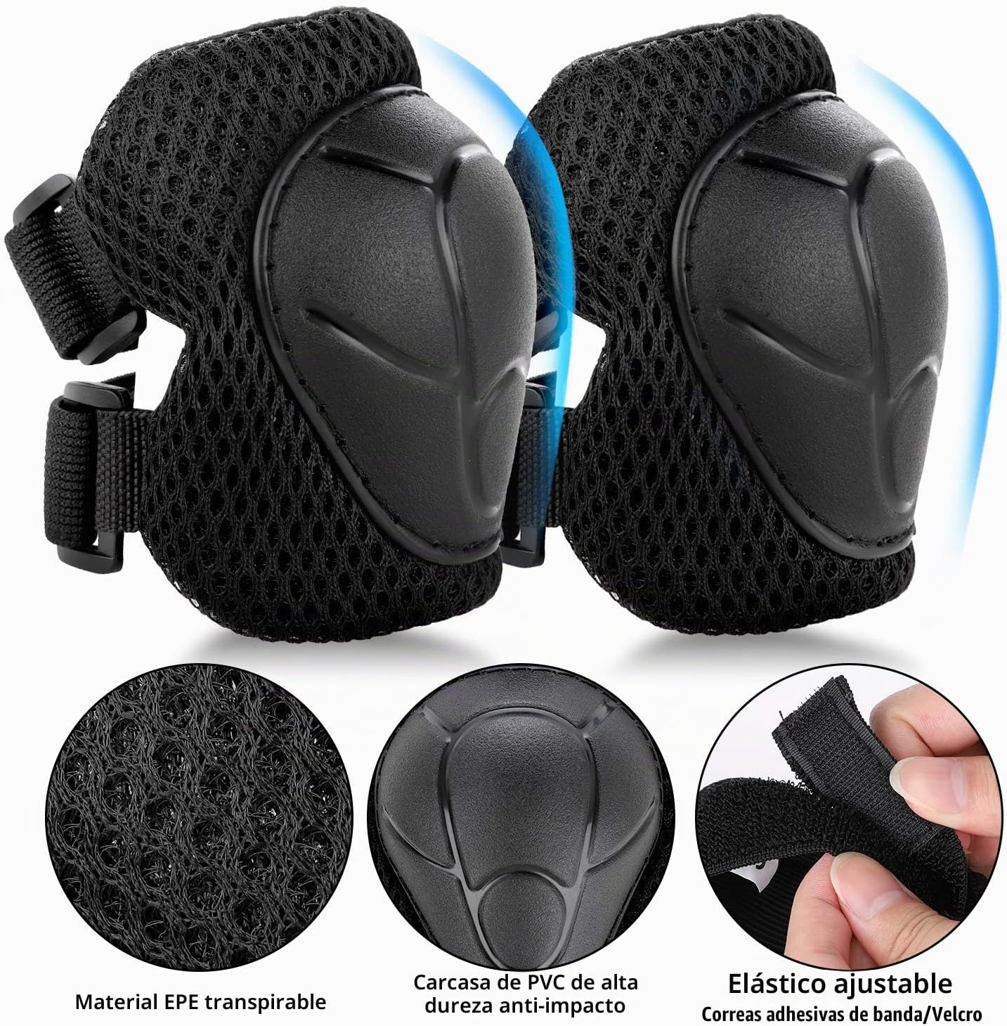 WayEee Juego de casco de bicicleta para niños, rodilleras, equipo d...