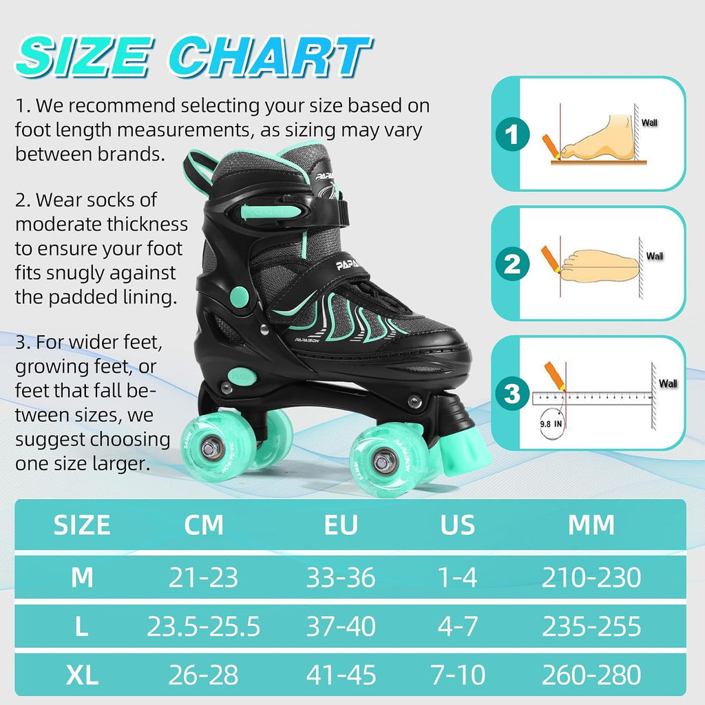 PAPAISON Patines de ruedas para niñas de 8 a 12 años, talla ajustab...