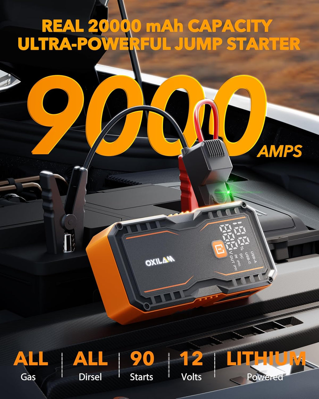 OXILAM Arrancador 20000mAh para todos los motores de gasolina y dié...