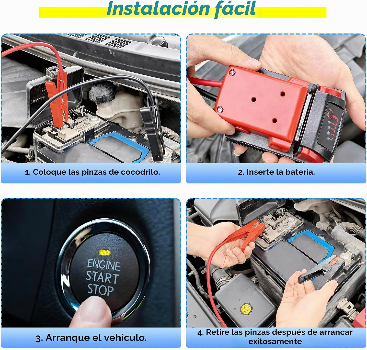 Cables de puente para automóvil compatibles con baterías Milwaukee...