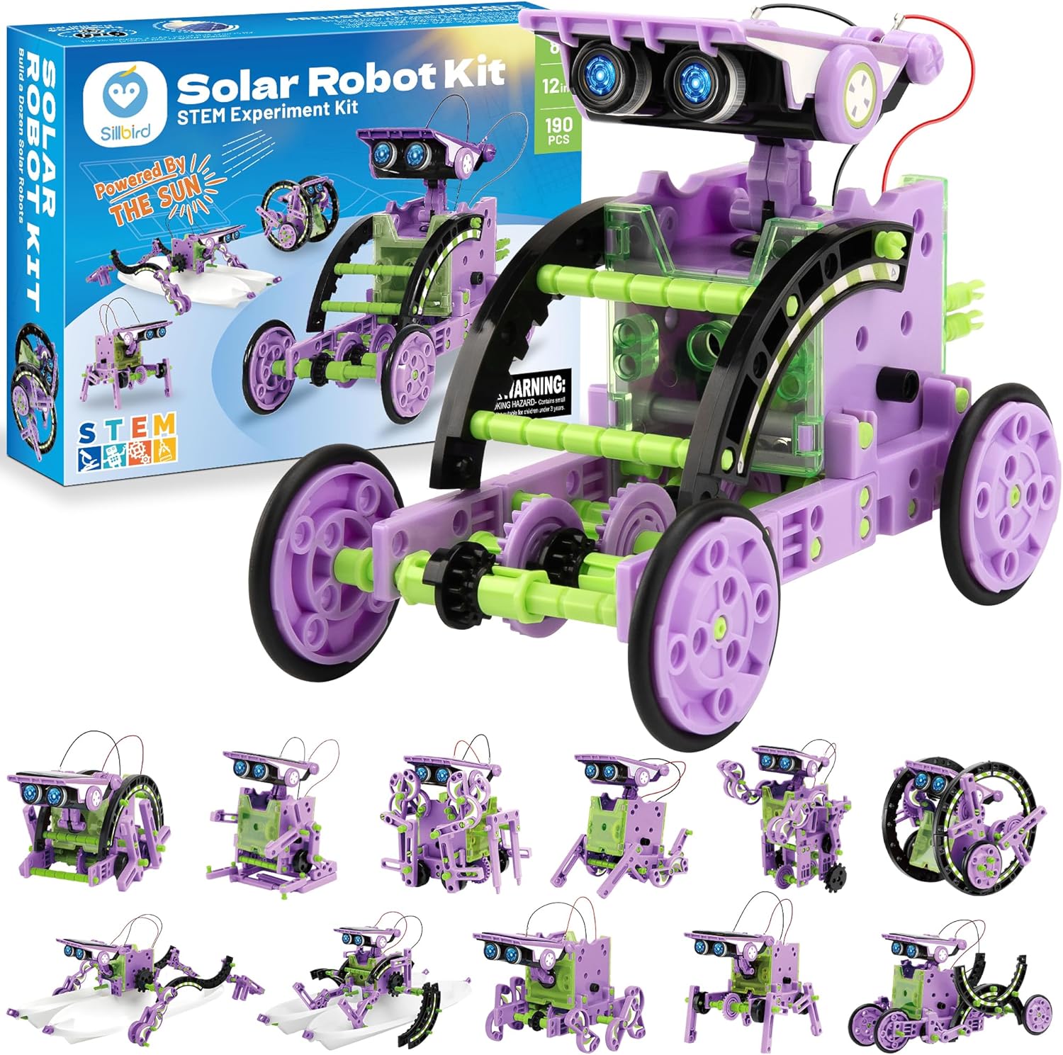 Sillbird Kit de robot de construcción solar, regalo STEM para niños...