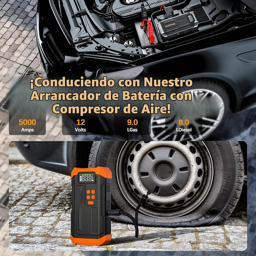 Arrancador de salto de 5000 A con compresor de aire, arrancador de...