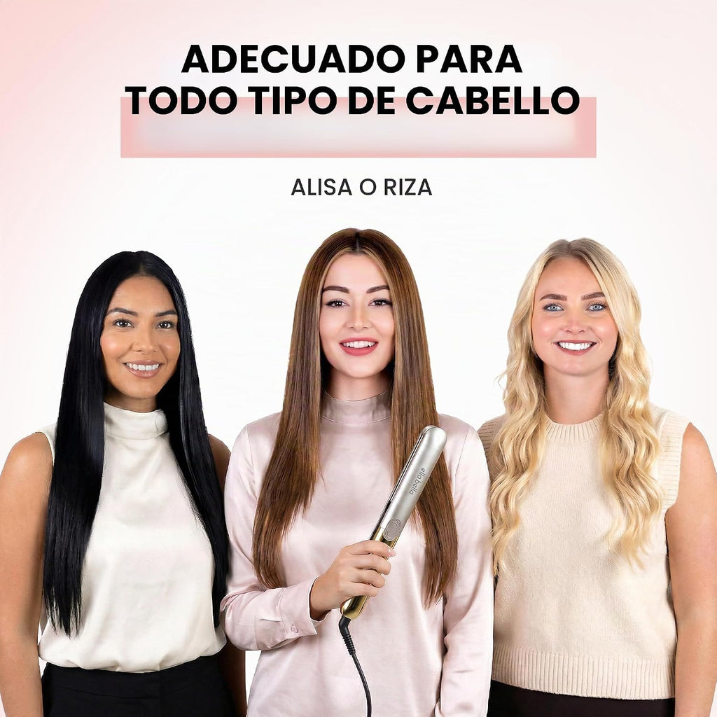 ELLA BELLA Plancha plana de titanio para el cabello delgada (con in...