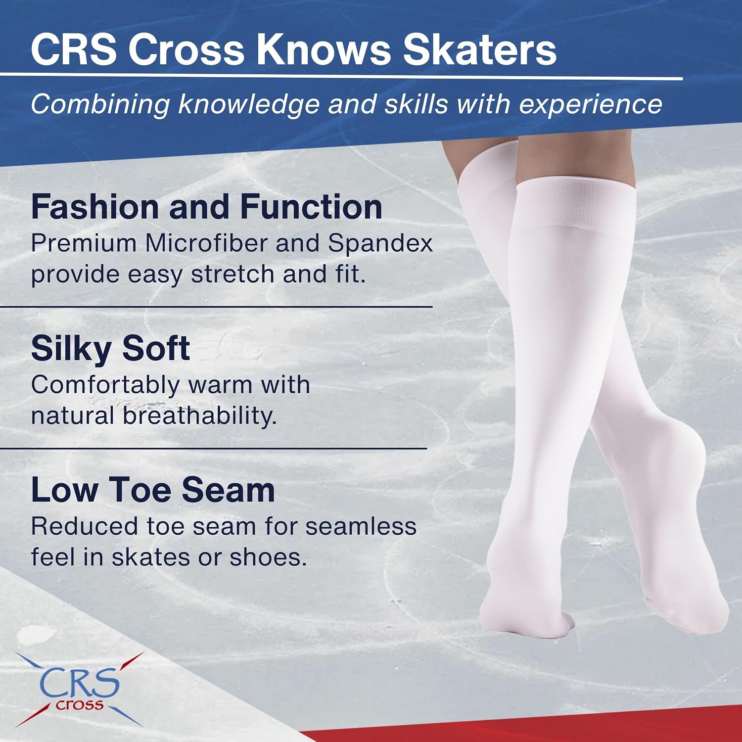 CRS Cross Calcetines de patinaje artístico. 2 pares de medias hasta...