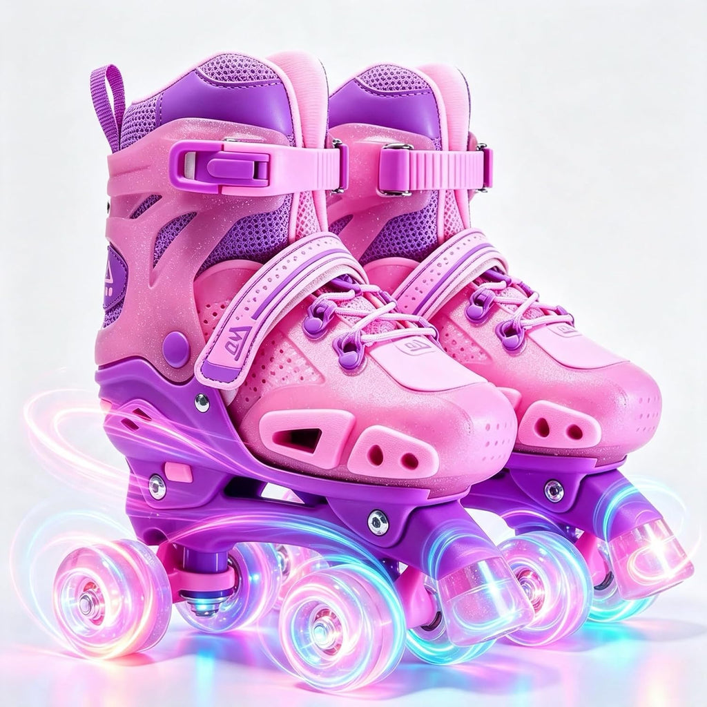 LKD Patines de ruedas para niños y niñas, 4 tamaños, ajustables, co...
