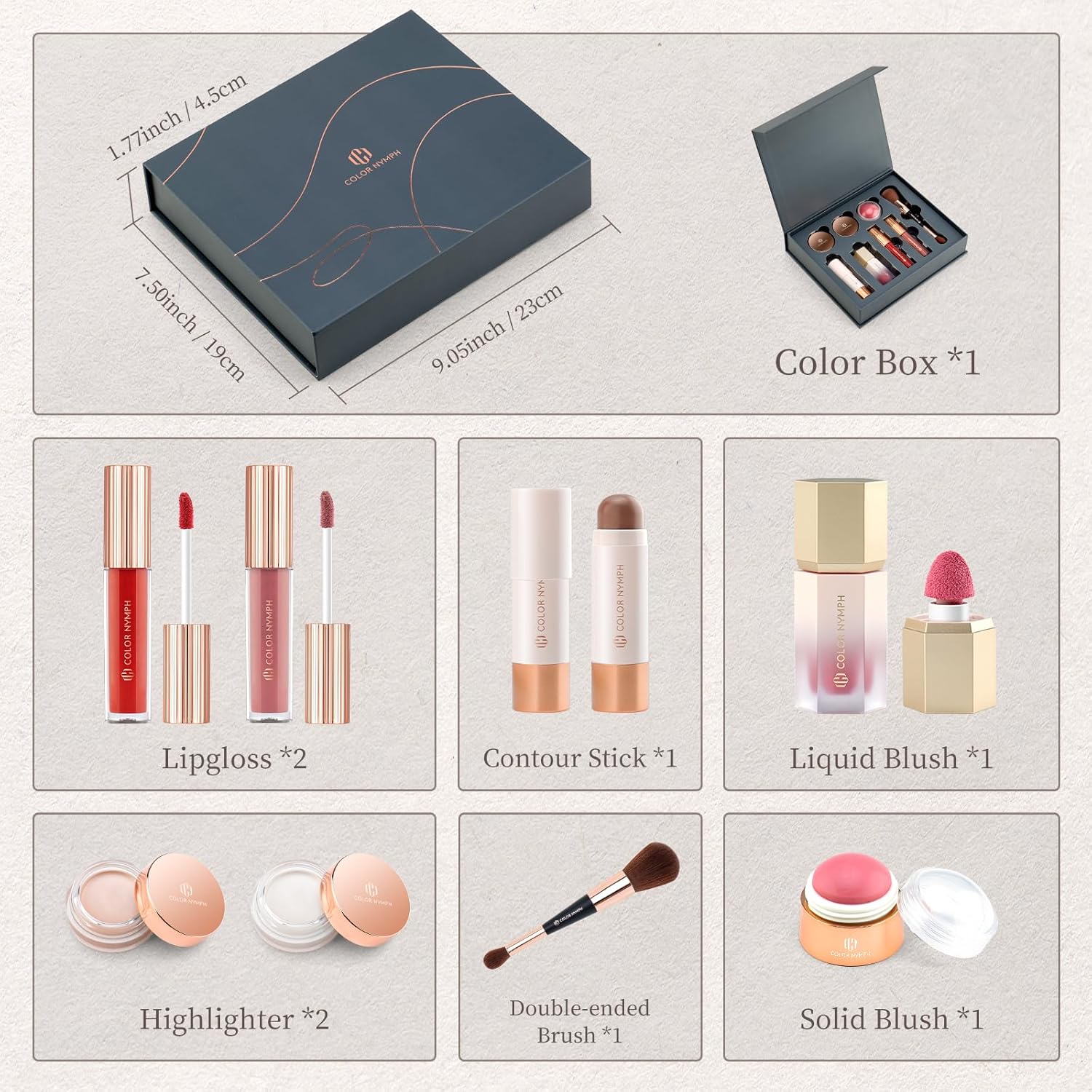 Color Nymph Kits de maquillaje facial, juegos de regalo de maquilla...