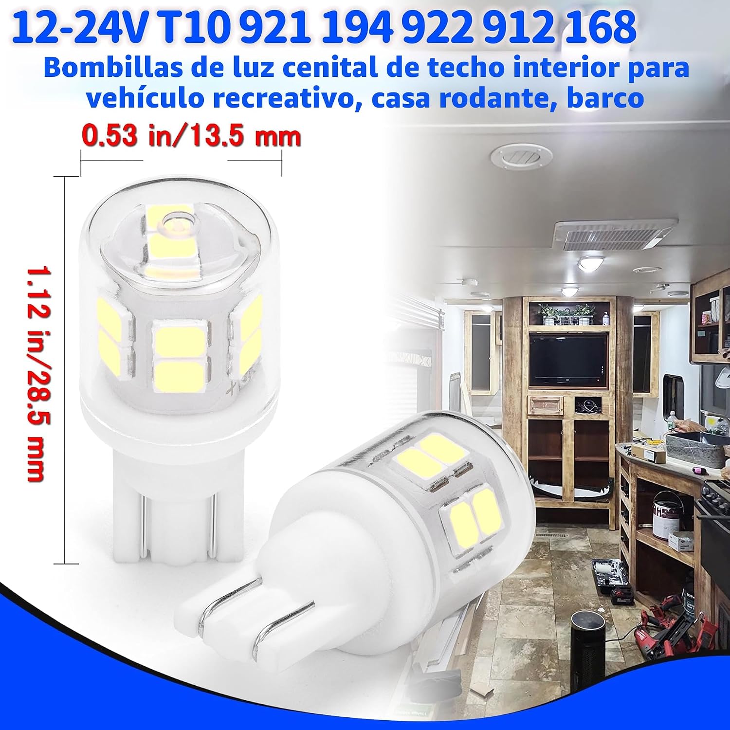 Bombillas LED brillantes T10 921 922 912 para 12V RV Trailer luz de...