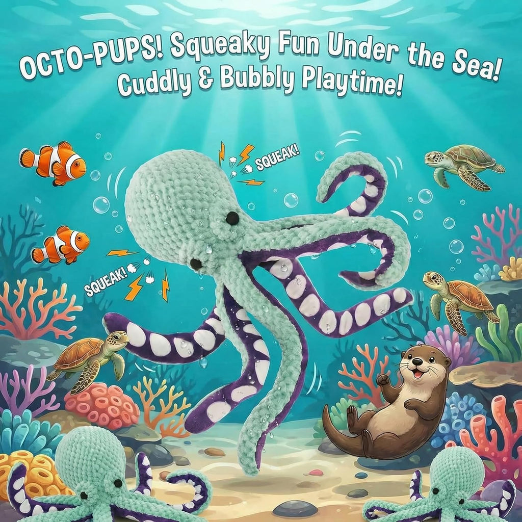 Pieza Paw-FECT - Juguetes grandes y duraderos chirriantes de pulpo...