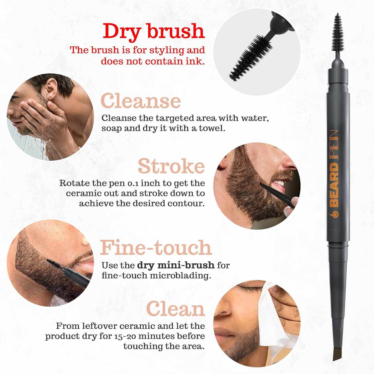 Lápiz de peluquería con cepillo para peluquería para hombre, imperm...