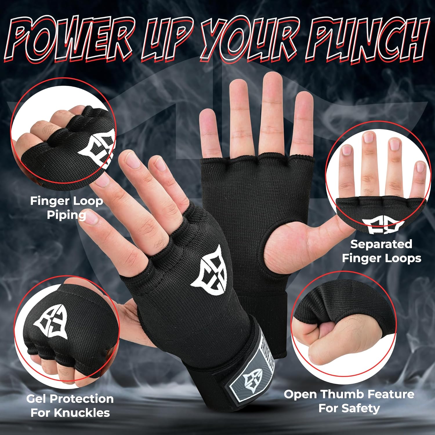 Easy Boxing Guantes interiores de gel, cierre de , muñequeras trans...