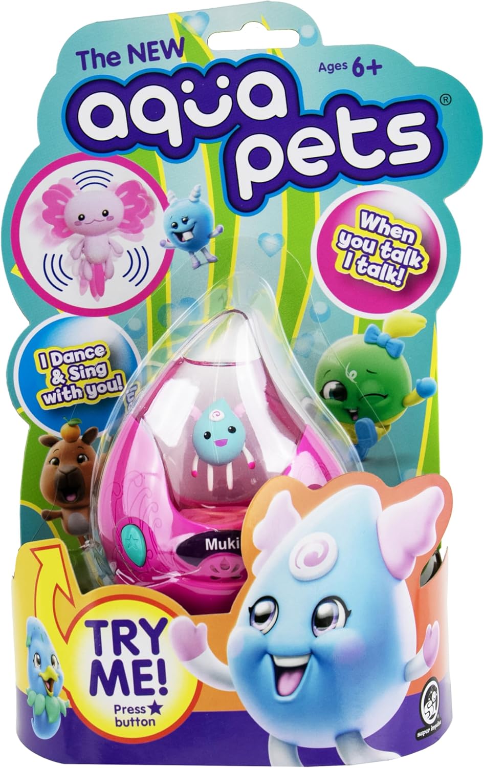 Aqua Pets Muki - Linda y juguetona mascota flotante interactiva con...