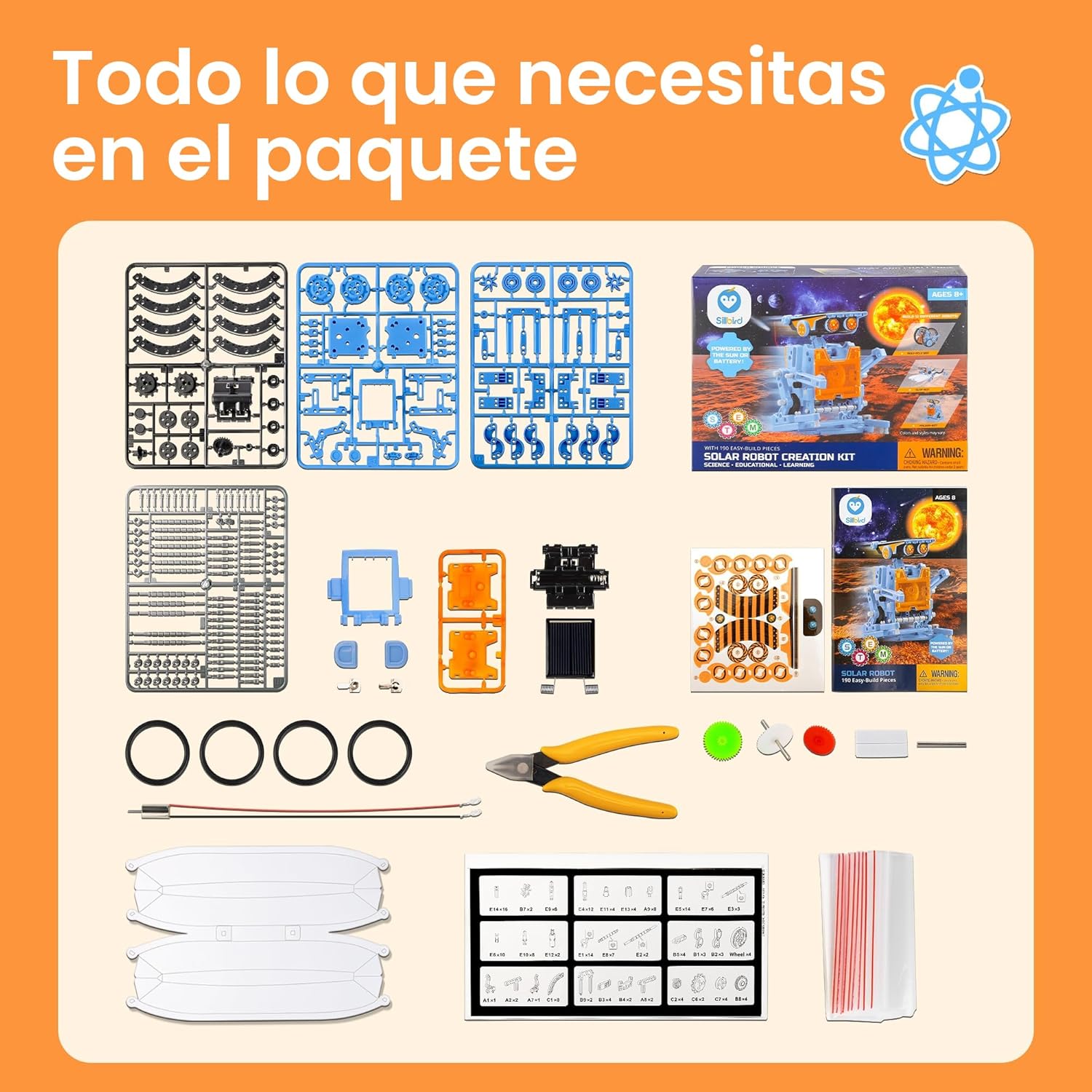 Sillbird Kit de robot de construcción solar, regalo STEM para niños...