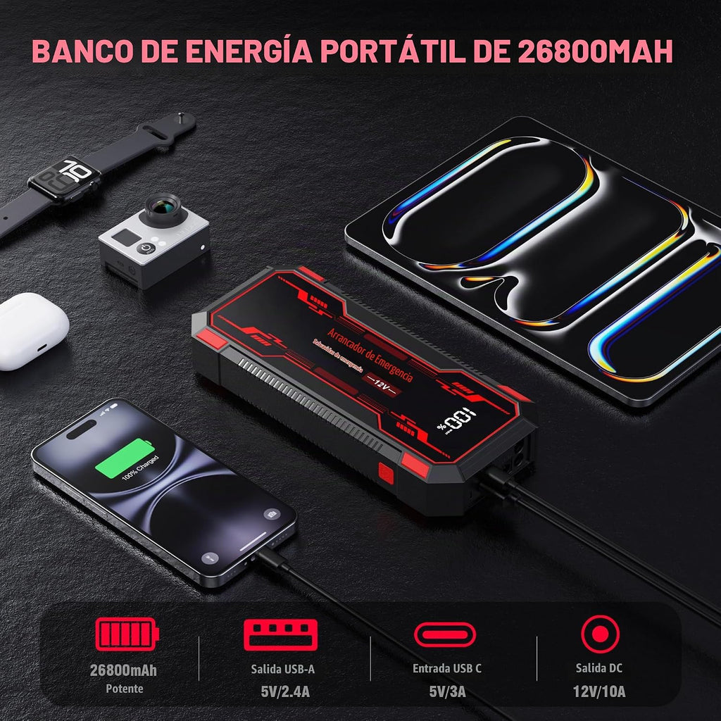 Arrancador de Batería de Coche 6000A, Arrancador de Batería de Coch...
