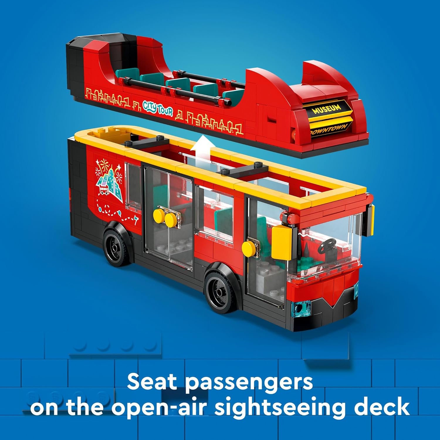 LEGO City Red - Juego de vehículos de juguete de autobús turístico...