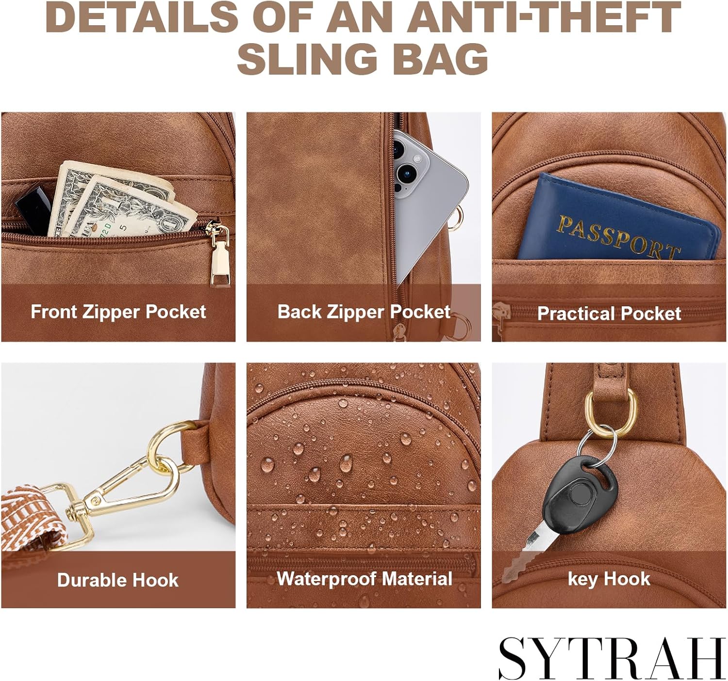 SYTRAH - Bolsos cruzados antirrobo para mujer, bolso bandolera RFID...