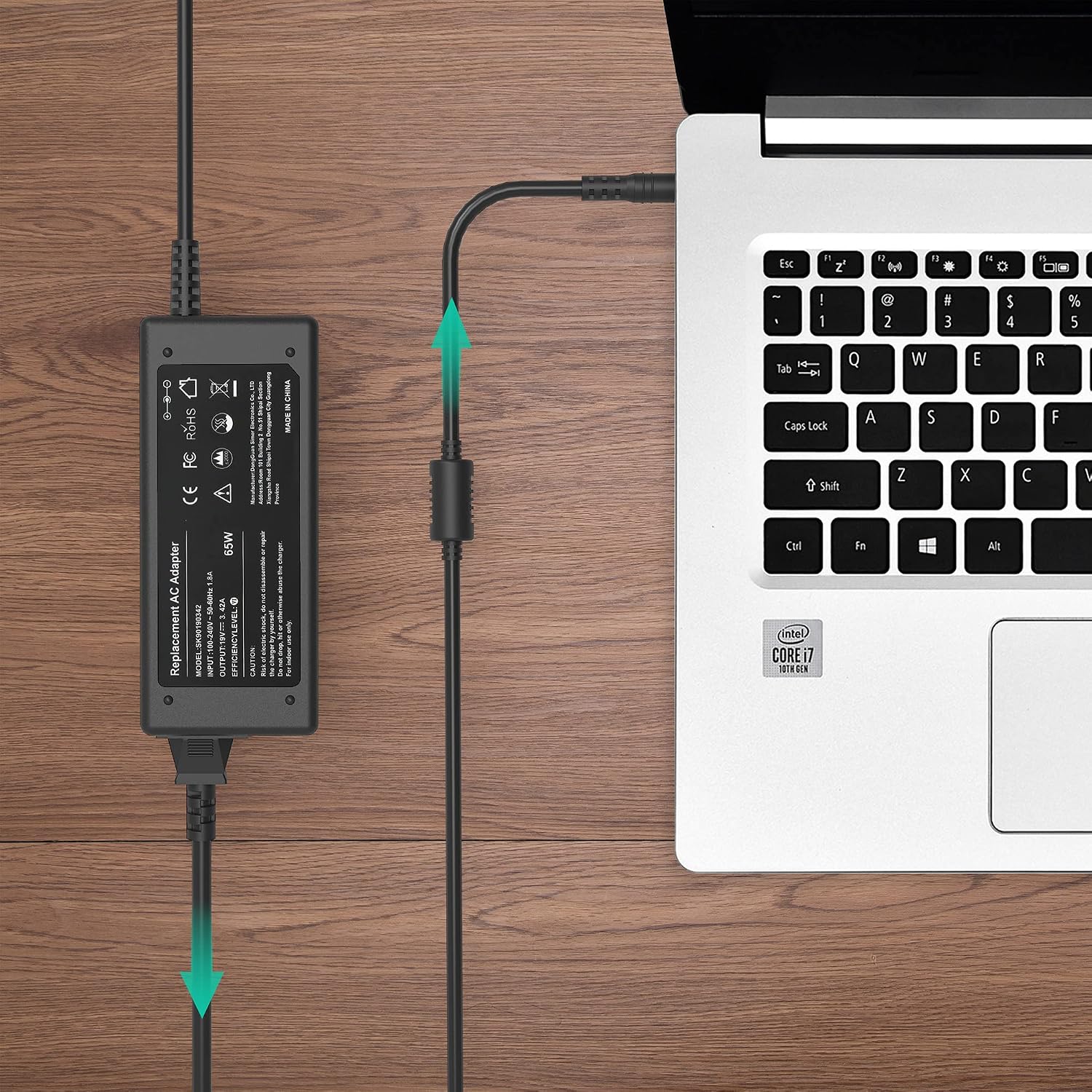 AYKLCZUU 19V 3.42A 65W Cargador de laptop para Acer Aspire E15 E1-5...