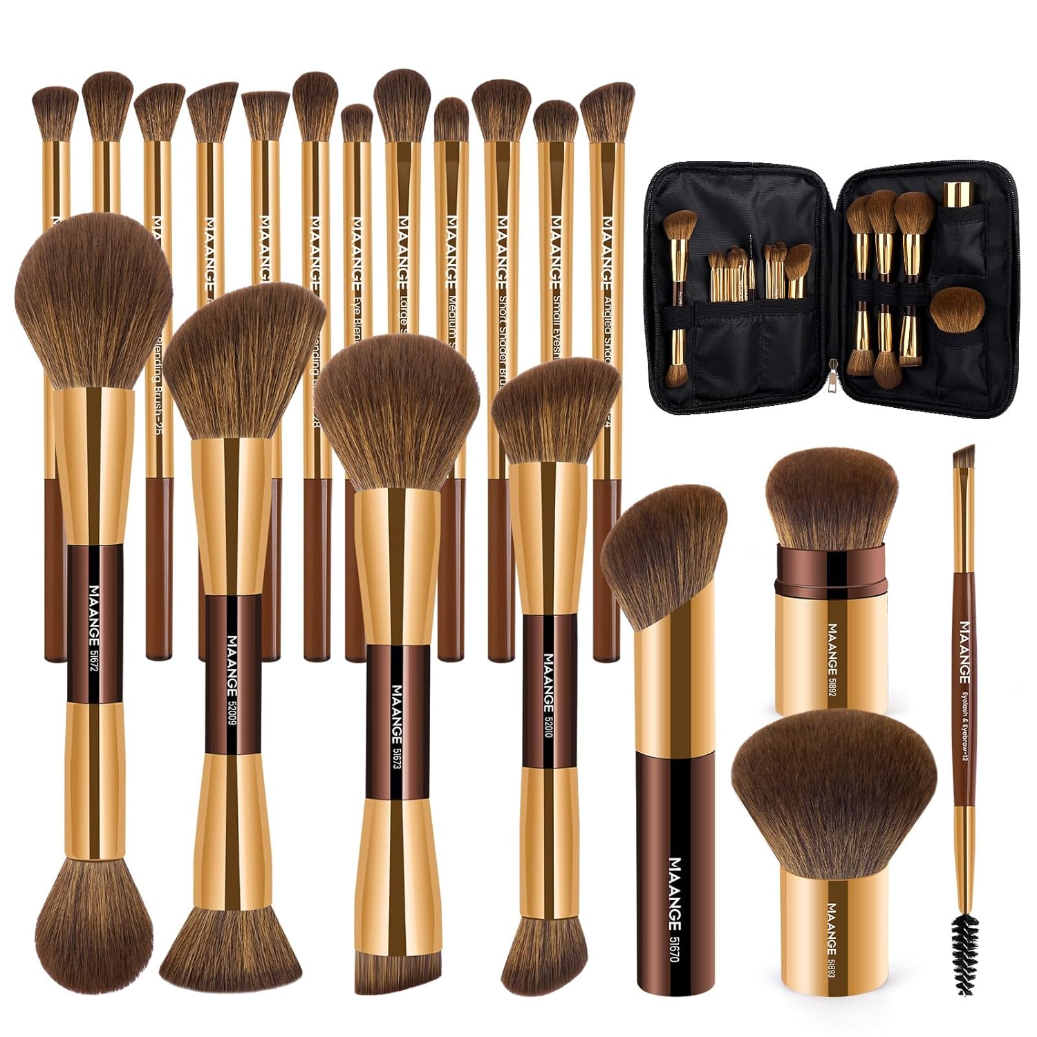 MAANGE Juego de 20 brochas de maquillaje, pinceles kabuki de doble...
