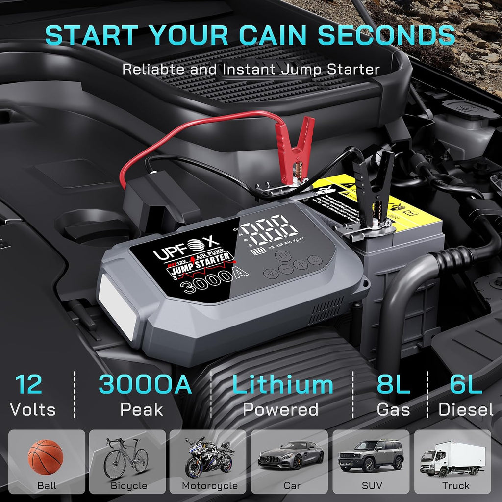 Arrancador de 3000A con compresor de aire 12V \u2013 Arrancador por...