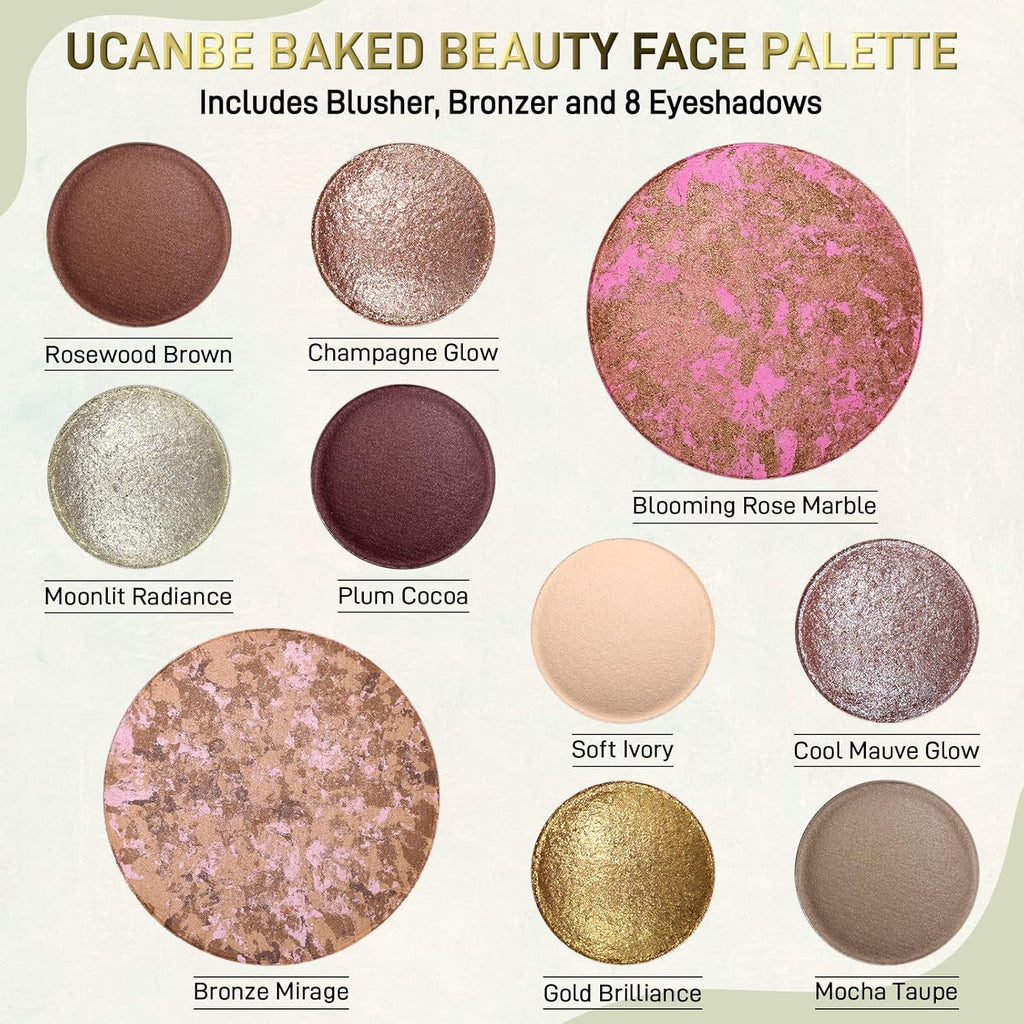 UCANBE Juego de paleta de maquillaje horneado de tamaño completo, i...